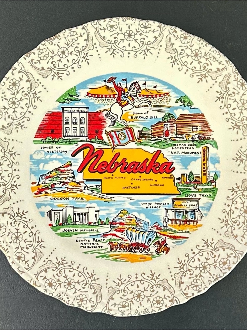 Vintage Nebraska Souvenir plate